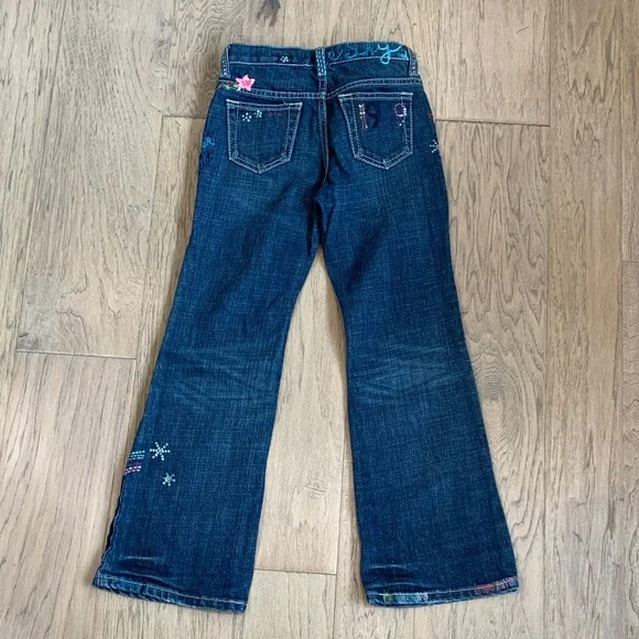 GAP Dark Wash Flare Jeans with Colorful Embroidery Size 7 Regular - Picture 5 of 11